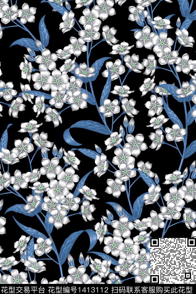 女装花卉小碎花数码印花花型下载（图片编号: 1413112） - 瓦栏（Walan）