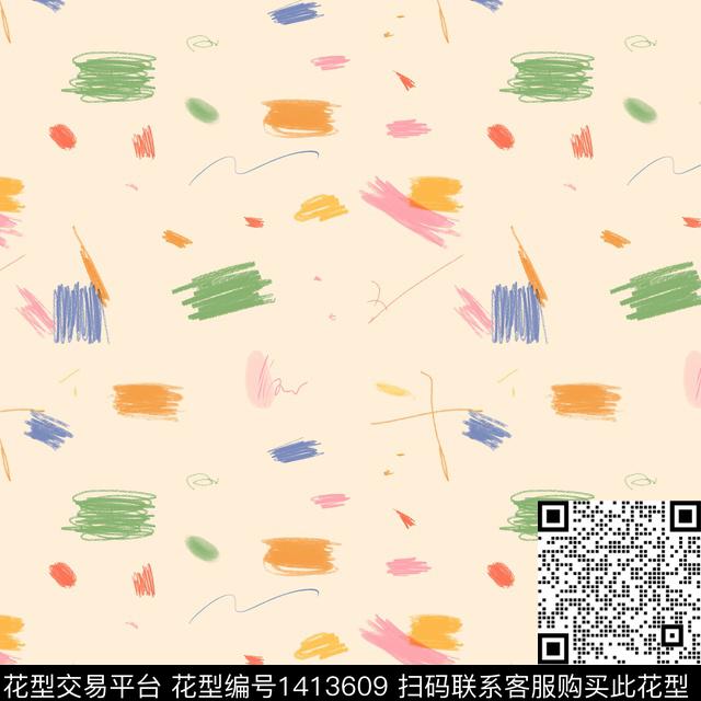 线条涂鸦卡通传统印花花型下载（图片编号: 1413609） - 瓦栏（Walan）