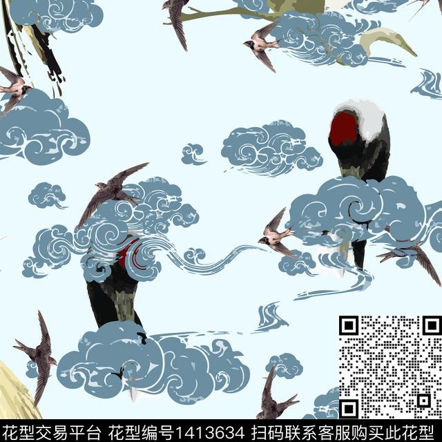 20210414印花会飞的动物.jpg - 1413634 - 鸟/昆虫 天空 中国 - 数码印花花型 － 女装花型设计 － 瓦栏