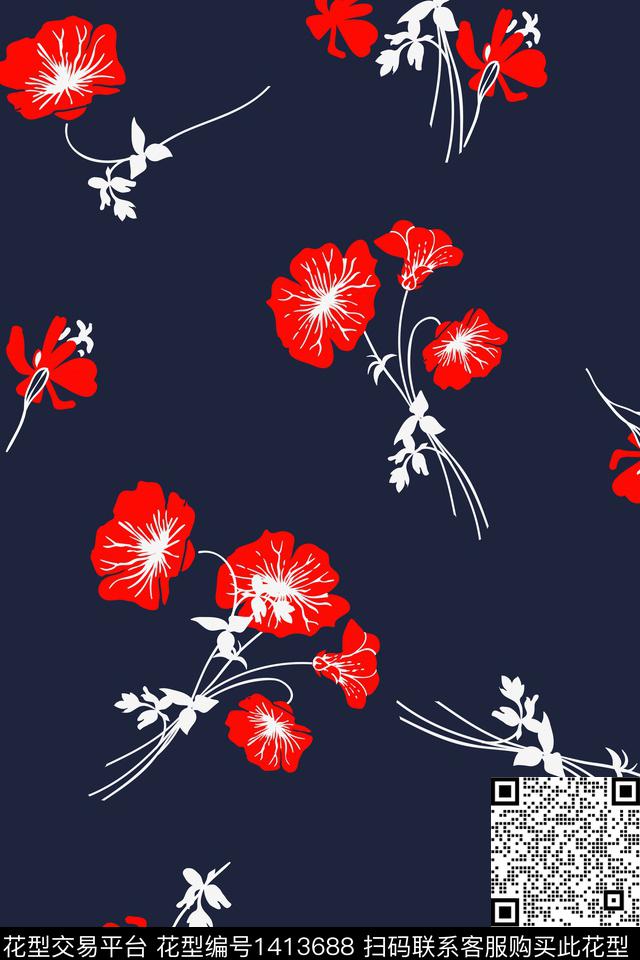 女装花卉大牌风传统印花花型下载（图片编号: 1413688） - 瓦栏（Walan）