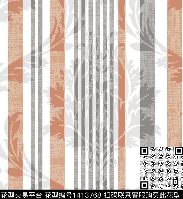 条纹纱-2.jpg - 1413768 - 条纹 卷草 欧洲 - 数码印花花型 － 窗帘花型设计 － 瓦栏