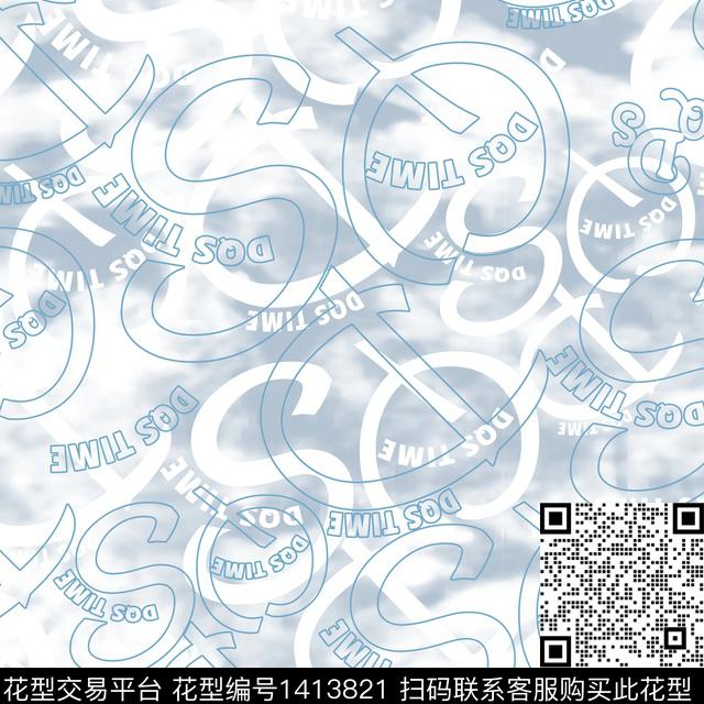 DSQ0415.jpg - 1413821 - 字母 扎染花型 男装 - 传统印花花型 － 男装花型设计 － 瓦栏