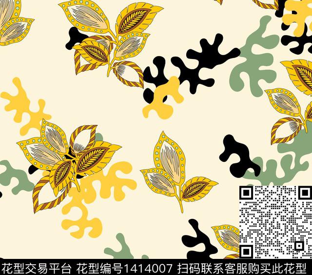 连衣裙女装休闲数码印花花型下载（图片编号: 1414007） - 瓦栏（Walan）