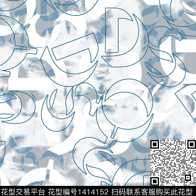 DQS4016.jpg - 1414152 - 字母 扎染花型 男装 - 传统印花花型 － 男装花型设计 － 瓦栏