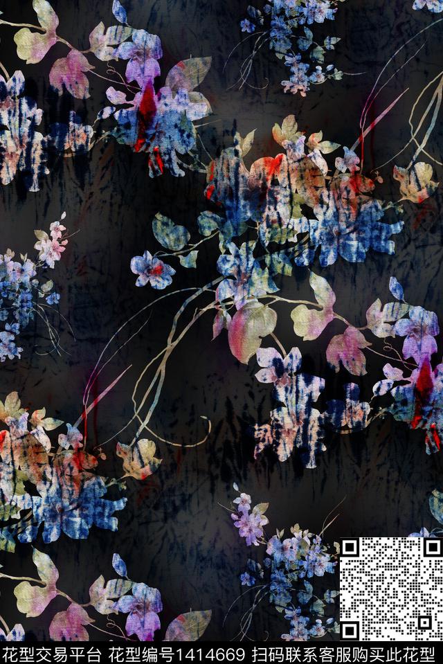 whw-0190.jpg - 1414669 - 定位花 数码花型 花卉 - 数码印花花型 － 女装花型设计 － 瓦栏