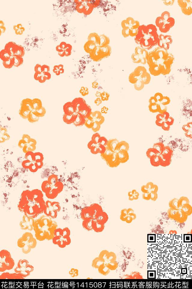 涂鸦纹理抽象数码印花花型下载（图片编号: 1415087） - 瓦栏（Walan）