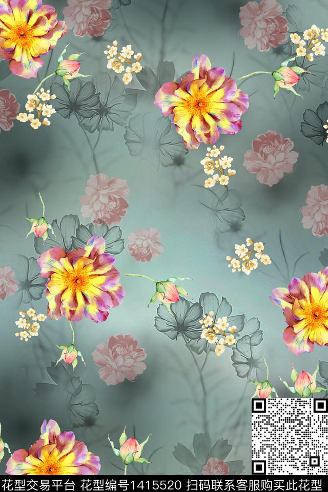 女装花卉小碎花数码印花花型下载（图片编号: 1415520） - 瓦栏（Walan）
