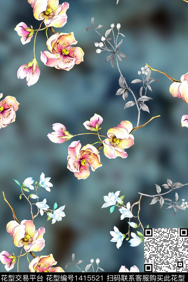 女装花卉小碎花数码印花花型下载（图片编号: 1415521） - 瓦栏（Walan）