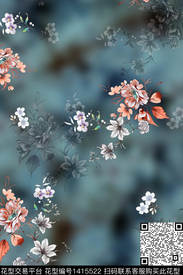 女装花卉小碎花数码印花花型下载（图片编号: 1415522） - 瓦栏（Walan）