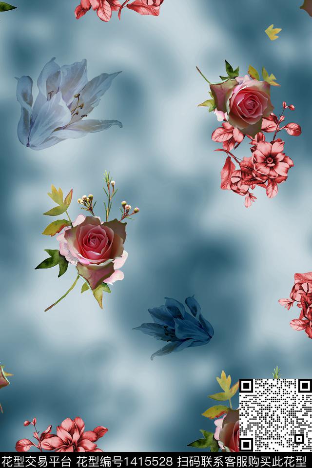 女装花卉小碎花数码印花花型下载（图片编号: 1415528） - 瓦栏（Walan）