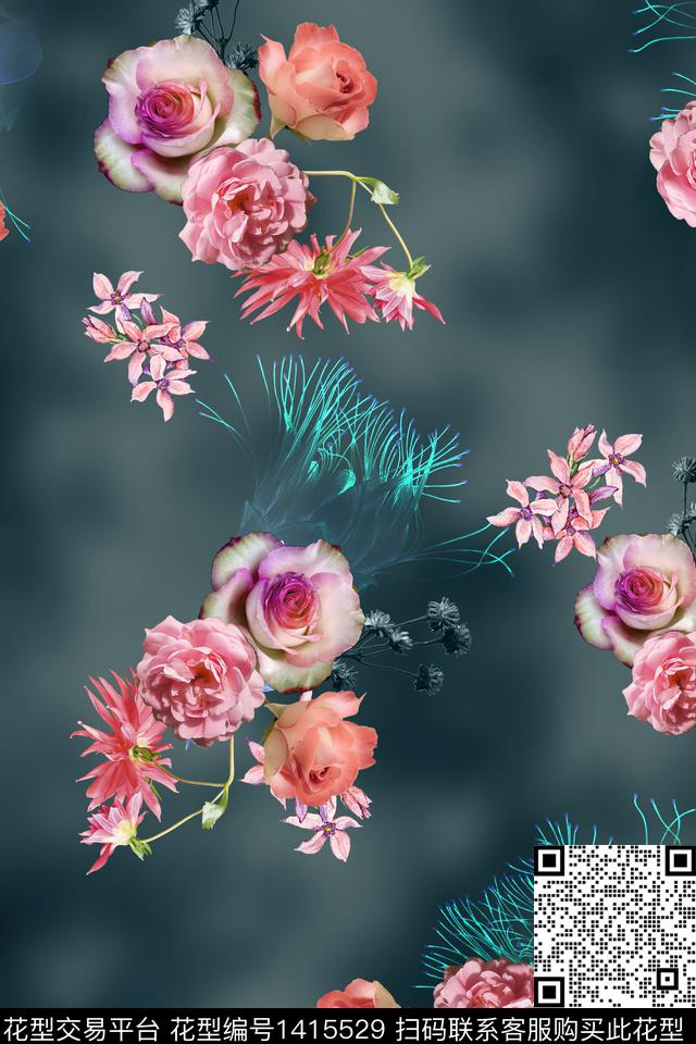 女装花卉小碎花数码印花花型下载（图片编号: 1415529） - 瓦栏（Walan）
