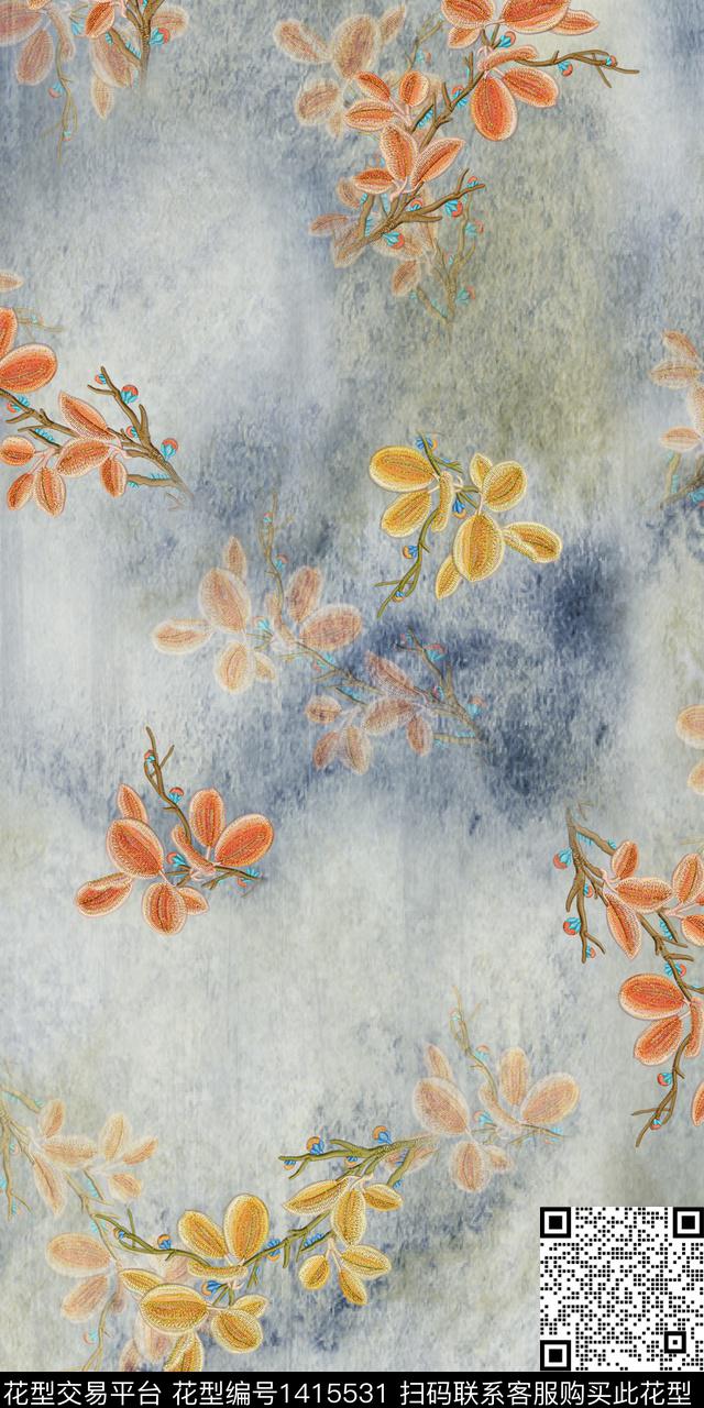 女装花卉数码印花花型下载（图片编号: 1415531） - 瓦栏（Walan）