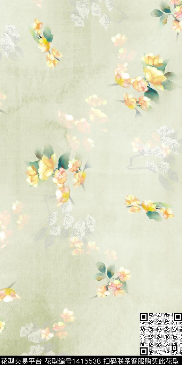 女装花卉数码印花花型下载（图片编号: 1415538） - 瓦栏（Walan）