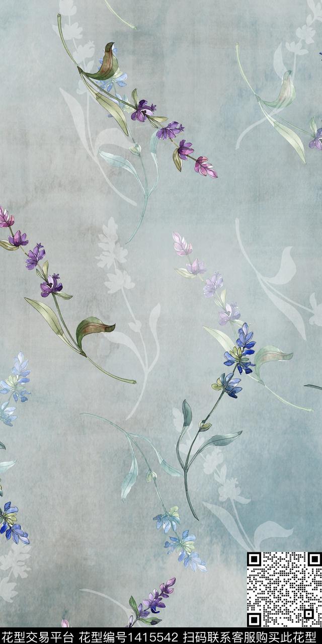 女装花卉数码印花花型下载（图片编号: 1415542） - 瓦栏（Walan）