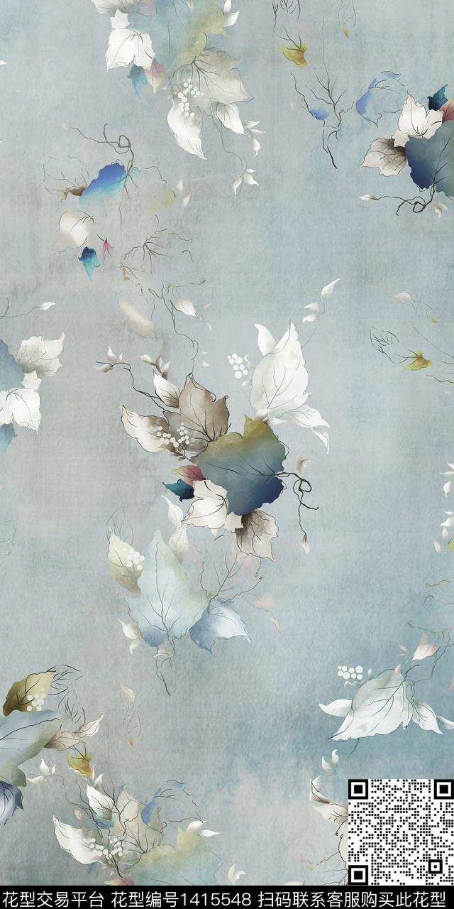 女装花卉数码印花花型下载（图片编号: 1415548） - 瓦栏（Walan）
