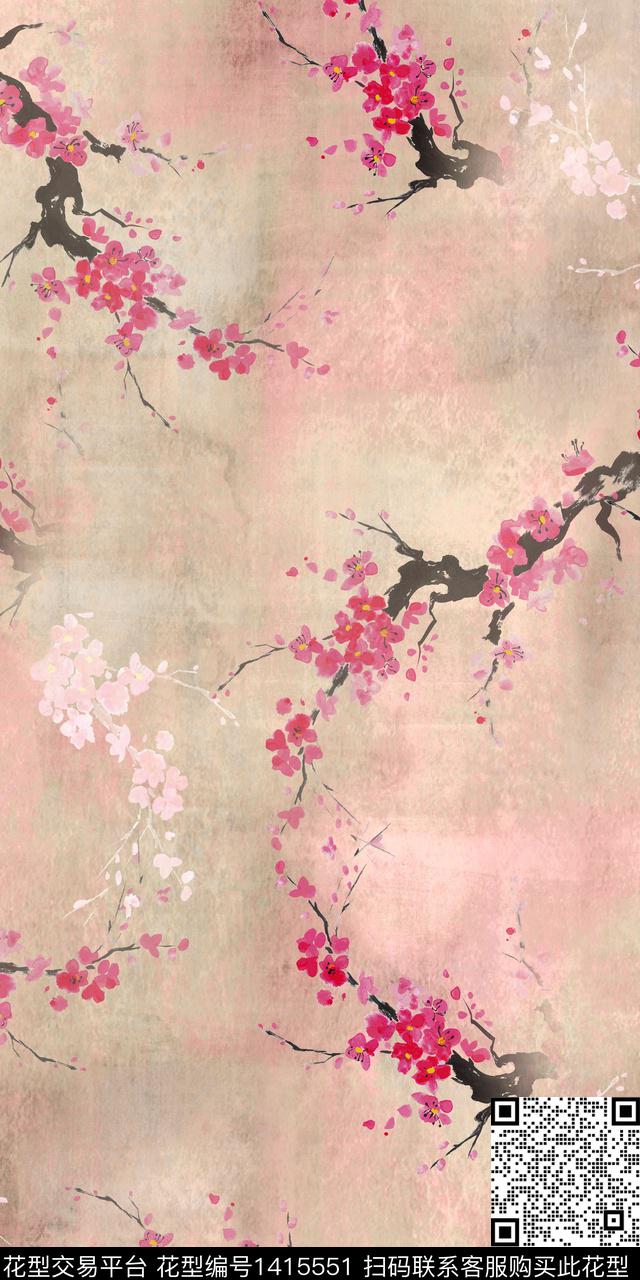女装花卉大花数码印花花型下载（图片编号: 1415551） - 瓦栏（Walan）