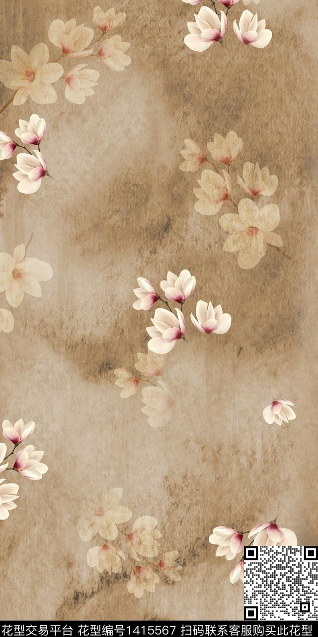 女装花卉大花数码印花花型下载（图片编号: 1415567） - 瓦栏（Walan）