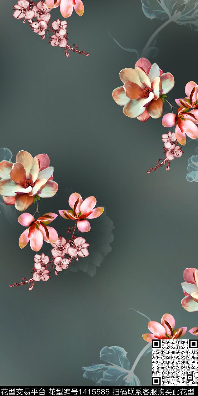 女装花卉大花数码印花花型下载（图片编号: 1415585） - 瓦栏（Walan）