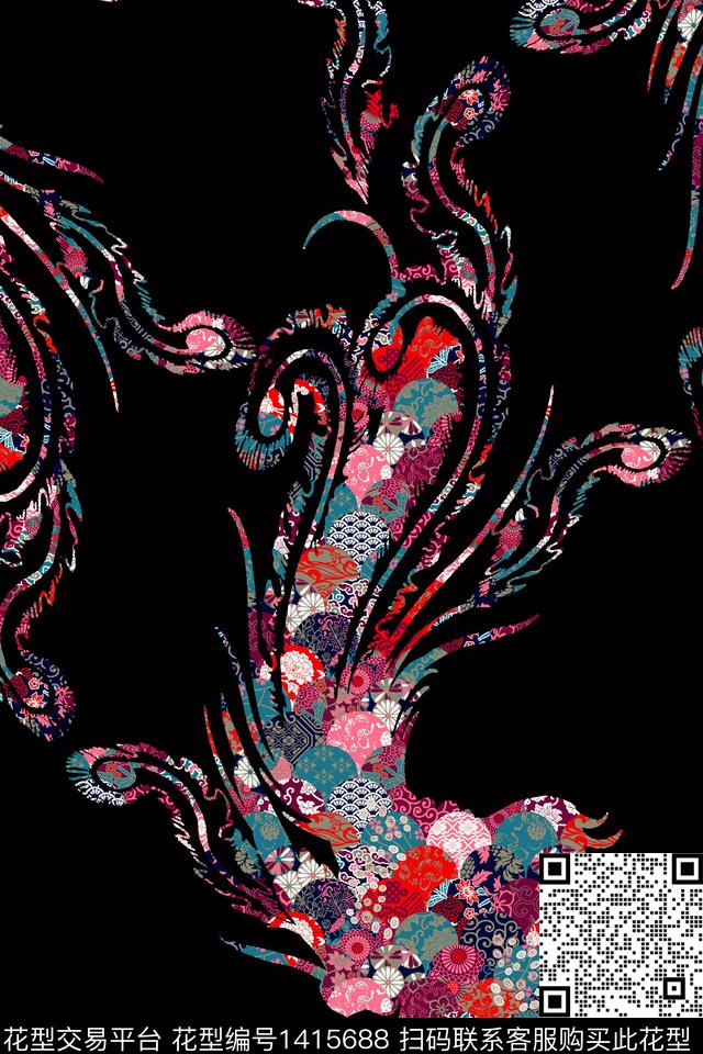 P395.jpg - 1415688 - 民族风 佩斯利 香云纱 - 数码印花花型 － 女装花型设计 － 瓦栏