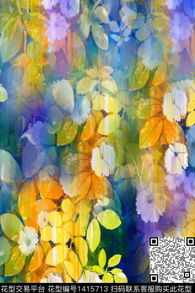 2.jpg - 1415713 - 肌理 绿植树叶 水彩 - 数码印花花型 － 女装花型设计 － 瓦栏