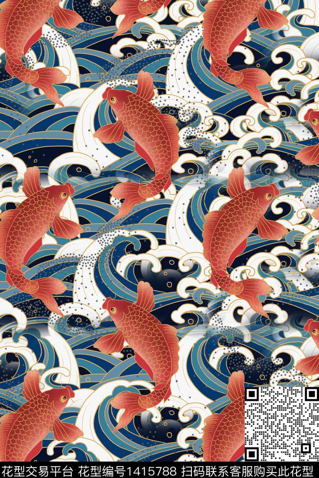 W&H-155.jpg - 1415788 - 底纹 鱼 国潮 - 数码印花花型 － 女装花型设计 － 瓦栏