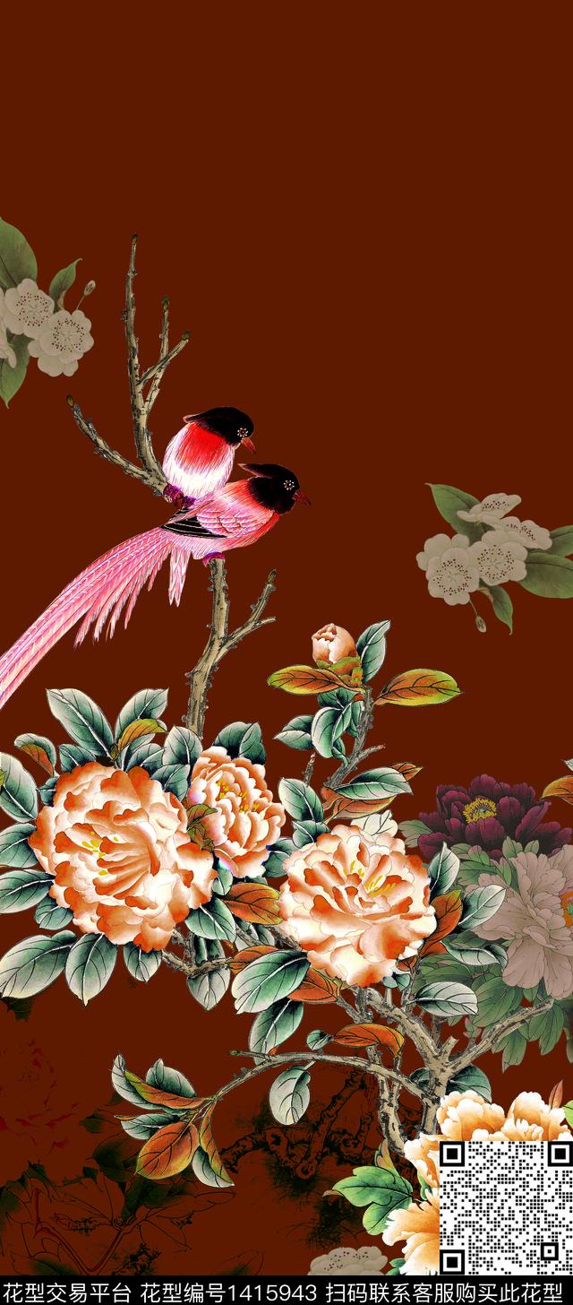 1820#.jpg - 1415943 - 花鸟 真丝 中国风定位花 - 数码印花花型 － 女装花型设计 － 瓦栏