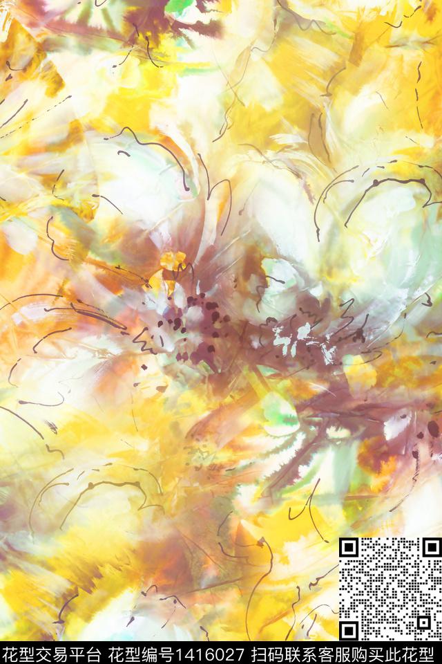 WC00556.jpg - 1416027 - 抽象花卉 清爽底花卉 大牌风 - 数码印花花型 － 女装花型设计 － 瓦栏