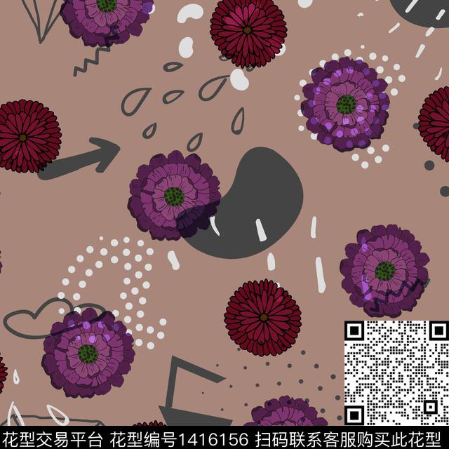 BSMYSJ0195.jpg - 1416156 - 几何 数码花型 花卉 - 数码印花花型 － 女装花型设计 － 瓦栏