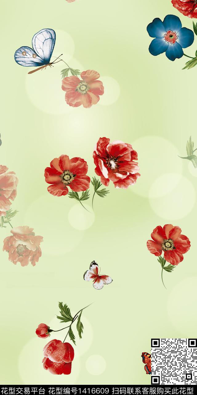 qx2242.jpg - 1416609 - 绿植树叶 花卉 中国 - 数码印花花型 － 女装花型设计 － 瓦栏