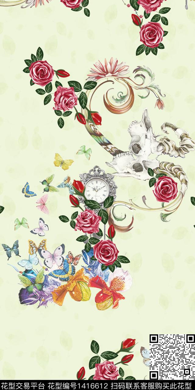 qx2244.jpg - 1416612 - 绿植树叶 花卉 中国 - 数码印花花型 － 女装花型设计 － 瓦栏