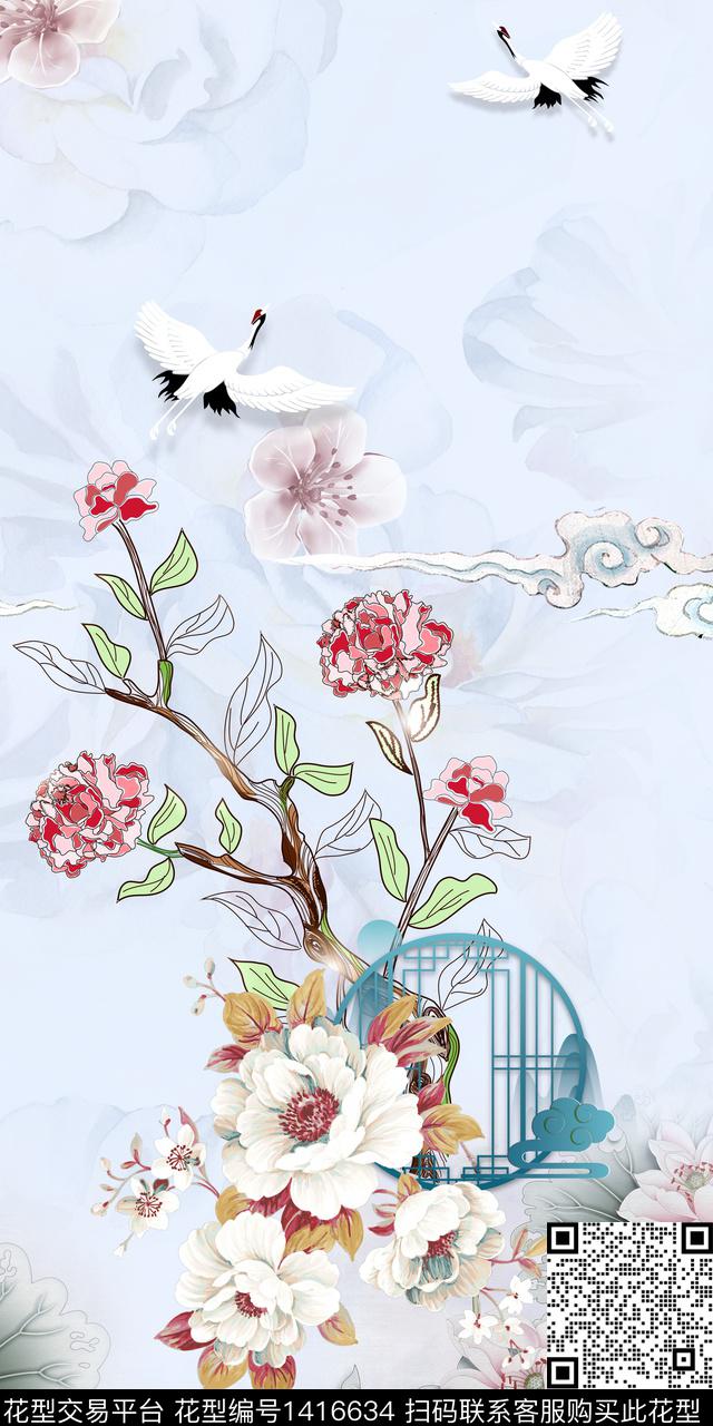 qx2252.jpg - 1416634 - 定位花 花卉 中国 - 数码印花花型 － 女装花型设计 － 瓦栏
