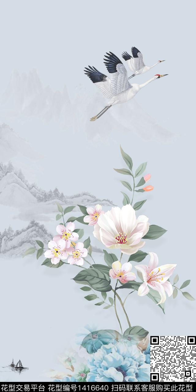 qx2254.jpg - 1416640 - 定位花 花卉 中国 - 数码印花花型 － 女装花型设计 － 瓦栏