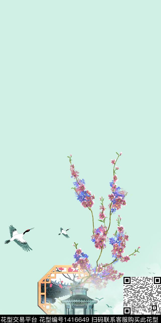 qx2260.jpg - 1416649 - 定位花 花卉 中国 - 数码印花花型 － 女装花型设计 － 瓦栏