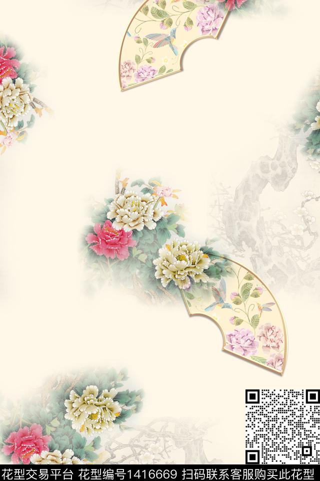 qx2269.jpg - 1416669 - 绿植树叶 花卉 中国 - 数码印花花型 － 女装花型设计 － 瓦栏