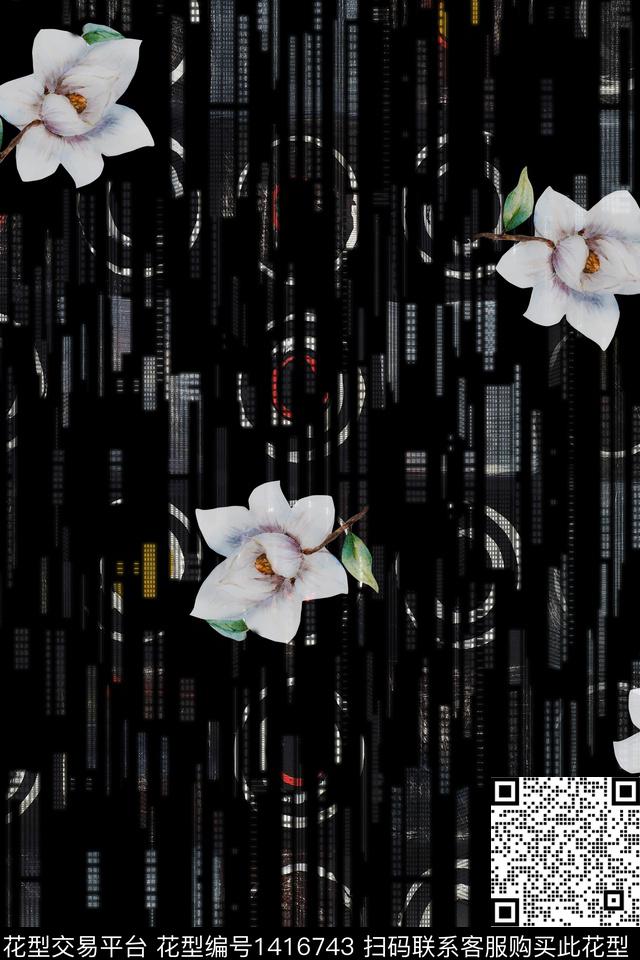 Xh033.jpg - 1416743 - 几何花卉 真丝 条纹 - 数码印花花型 － 女装花型设计 － 瓦栏
