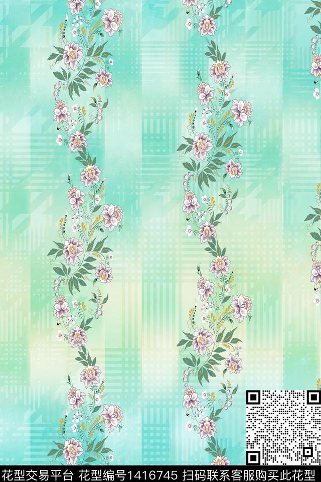 Xh035.jpg - 1416745 - 几何花卉 真丝 条纹 - 数码印花花型 － 女装花型设计 － 瓦栏