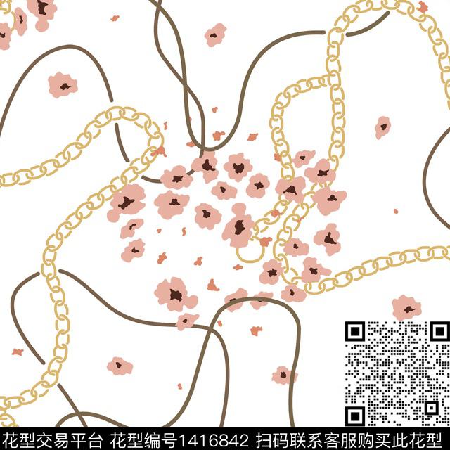 链子.jpg - 1416842 - 线条 抽象花卉 植物 - 数码印花花型 － 女装花型设计 － 瓦栏