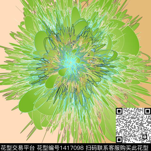 定位花花卉艺术数码印花花型下载（图片编号: 1417098） - 瓦栏（Walan）