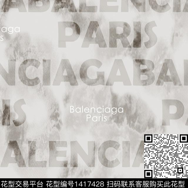 巴黎世家4029.jpg - 1417428 - 字母 扎染花型 男装 - 传统印花花型 － 男装花型设计 － 瓦栏