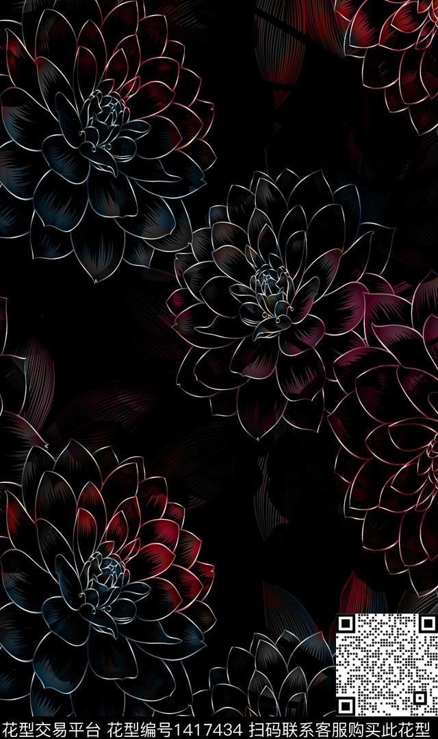 n117-04-24.jpg - 1417434 - 线条 抽象花卉 民族风 - 数码印花花型 － 女装花型设计 － 瓦栏