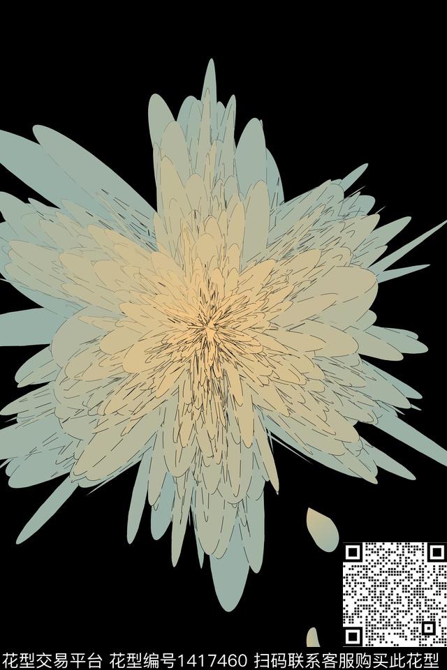 定位花花卉艺术数码印花花型下载（图片编号: 1417460） - 瓦栏（Walan）