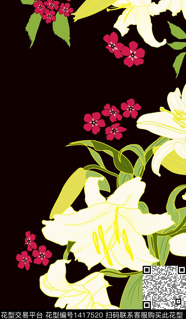 WLHDN037.jpg - 1417520 - 彩底花卉 女装定位花 花卉 - 数码印花花型 － 女装花型设计 － 瓦栏