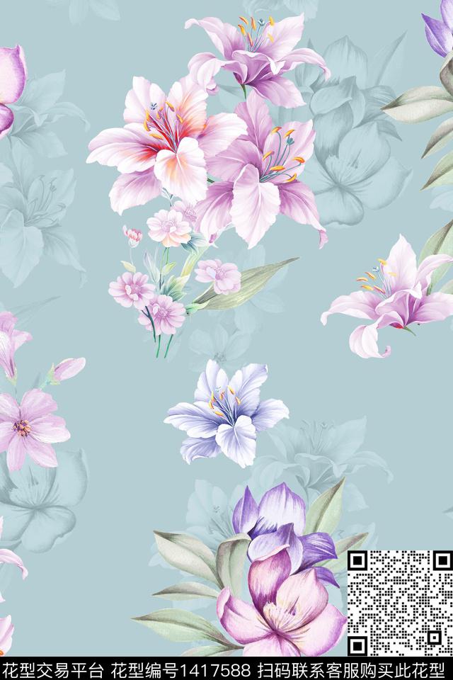 xZ1806.jpg - 1417588 - 时尚 花卉 小清新 - 数码印花花型 － 女装花型设计 － 瓦栏