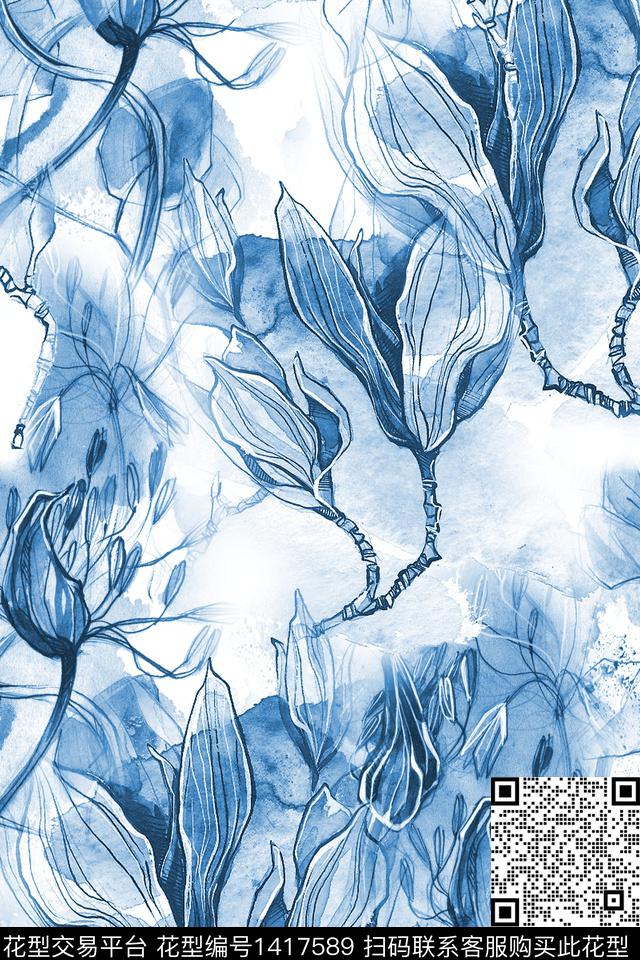 xZ1807.jpg - 1417589 - 时尚 花卉 真丝 - 数码印花花型 － 女装花型设计 － 瓦栏