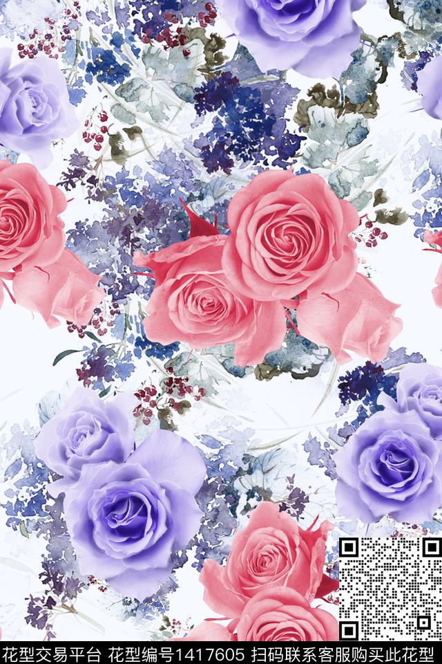 WLHDN043.jpg - 1417605 - 花卉 年轻女性 外贸 - 数码印花花型 － 女装花型设计 － 瓦栏