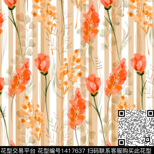 202104-8.jpg - 1417637 - 几何 格子 花卉 - 数码印花花型 － 女装花型设计 － 瓦栏