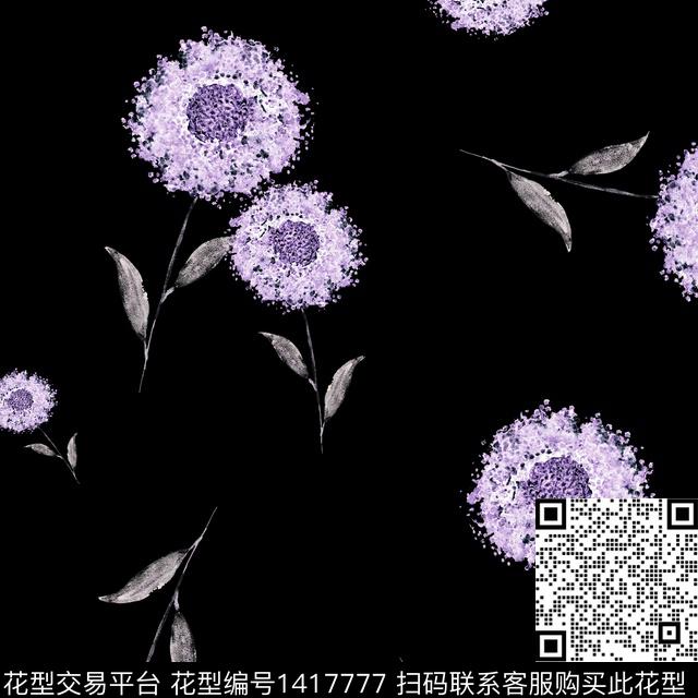 花卉大牌风植物数码印花花型下载（图片编号: 1417777） - 瓦栏（Walan）