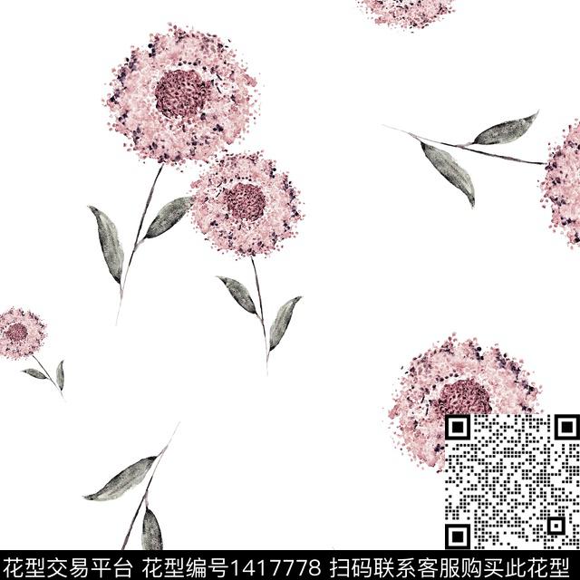 花卉大牌风植物数码印花花型下载（图片编号: 1417778） - 瓦栏（Walan）