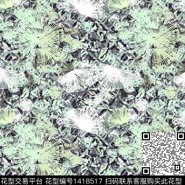 简约数码花型大牌风数码印花花型下载（图片编号: 1418517） - 瓦栏（Walan）