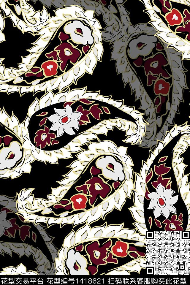 P434.jpg - 1418621 - 民族风 佩斯利 花卉 - 数码印花花型 － 女装花型设计 － 瓦栏
